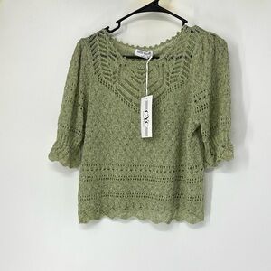 Coco y club Green Crochet Top women’s medium
